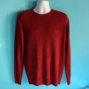 MUJI Wool Yak Knit Sweater Mens L Burnt Red Orange Minimalist Gorpcore Pullover